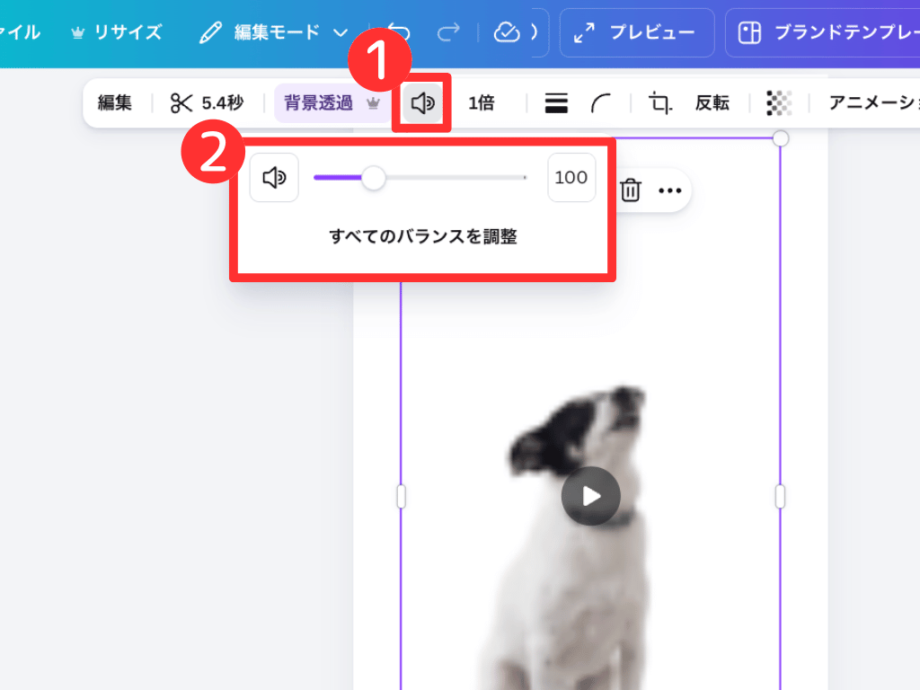 Canva 動画 音量調整