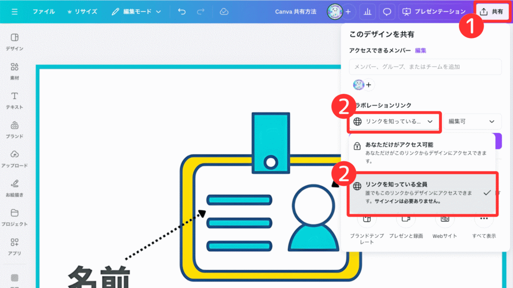 編集可のリンク（共同編集したいとき）